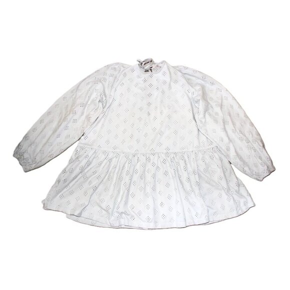 ASOS Curve Broderie Eyelet Smock with Blouson Long Sleeve and Tie Back - Size 18 - Picture 9 of 12